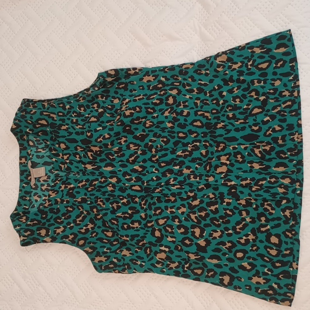 Banana Republic Teal Cheetah Print Tank Blouse